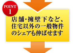 POINT1 店舗・擁壁下など、住宅以外の一般物件のシェアも伸ばせます